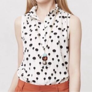 Anthropologie Float On Tank By Maeve Black & White Cute Balloon print Top S